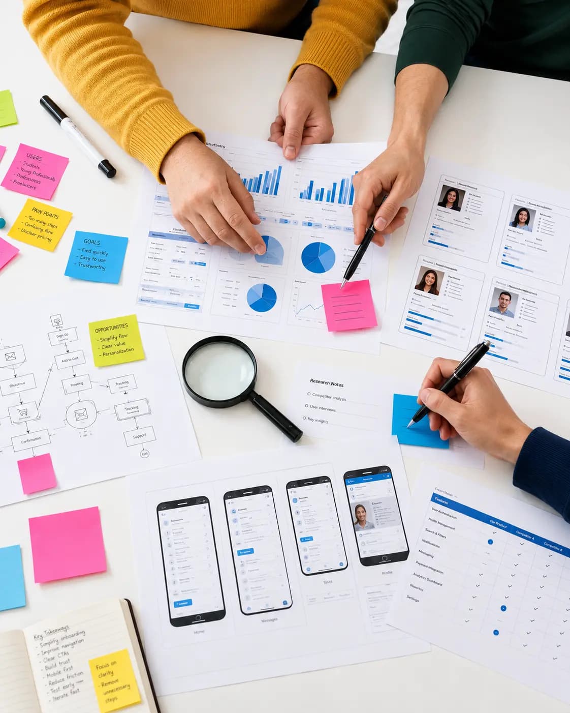 Discovery and strategy planning with research, notes and project goals