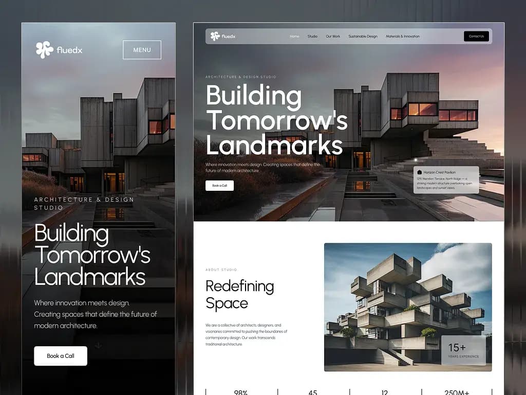 Modern architecture website interface preview