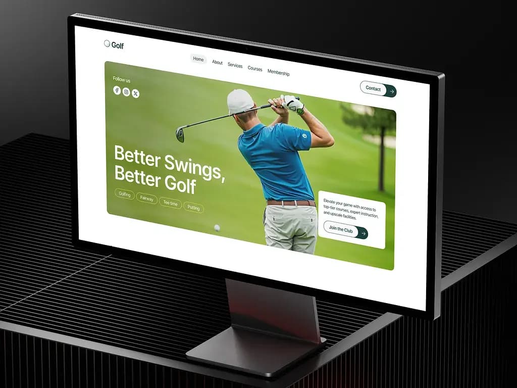 Golf club website interface preview